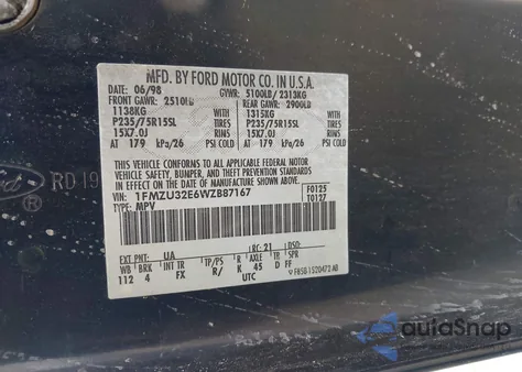 1998 Ford Explorer Eddie Bauer/Limited/Xl/Xlt из США, поврежденный, VIN 1FMZU32E6WZB87167